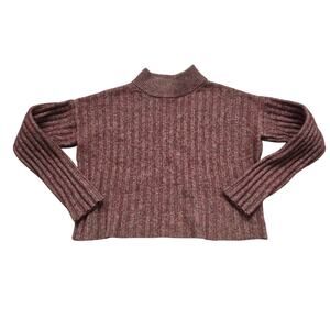 Madewell Rosehip Mockneck Crop Sweater sz Small $88 Ribbed Cropped Basic Casual